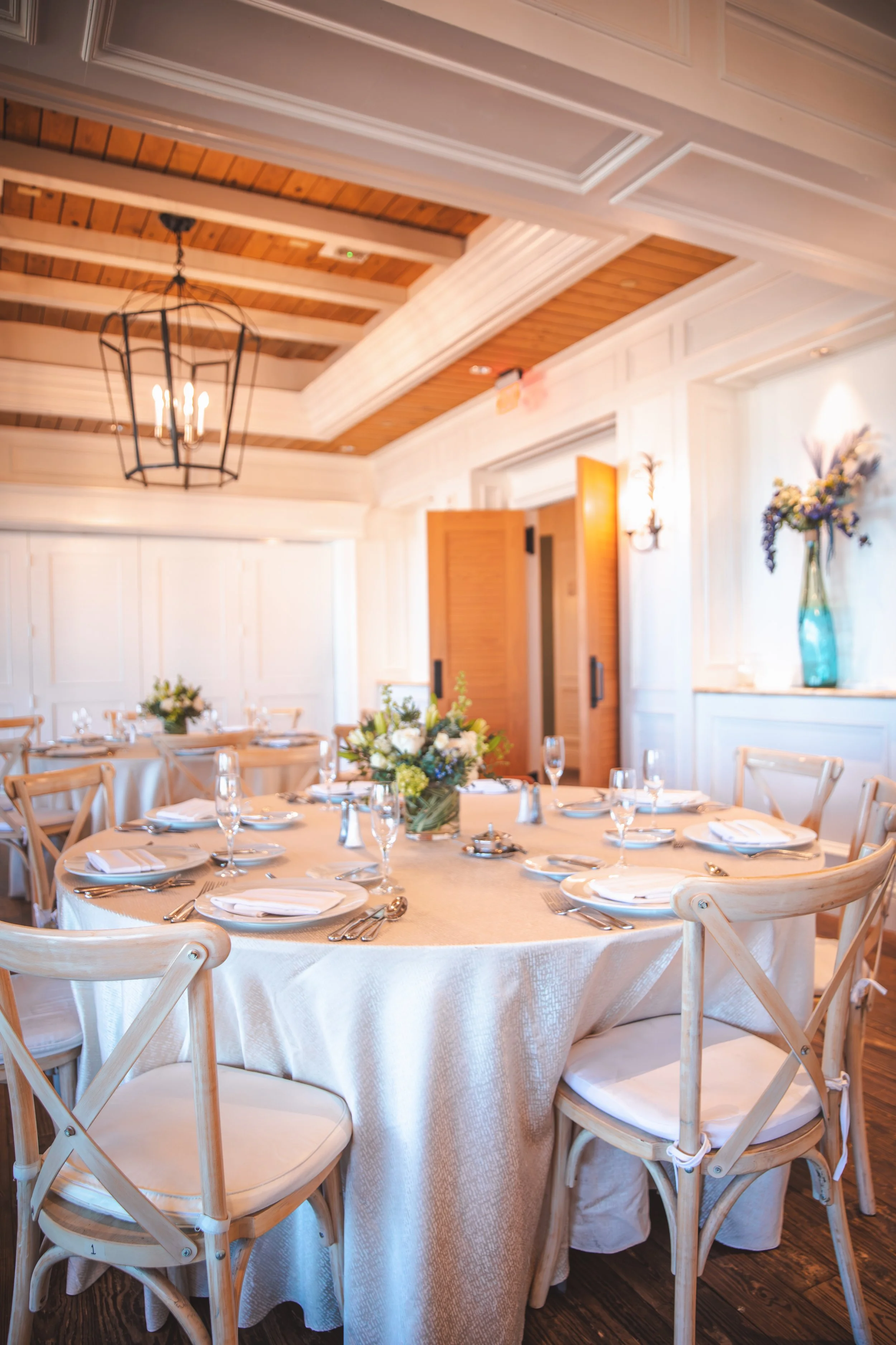 Intimate wedding luncheon reception setup at the Ritz-Carlton Sarasota Beach Club