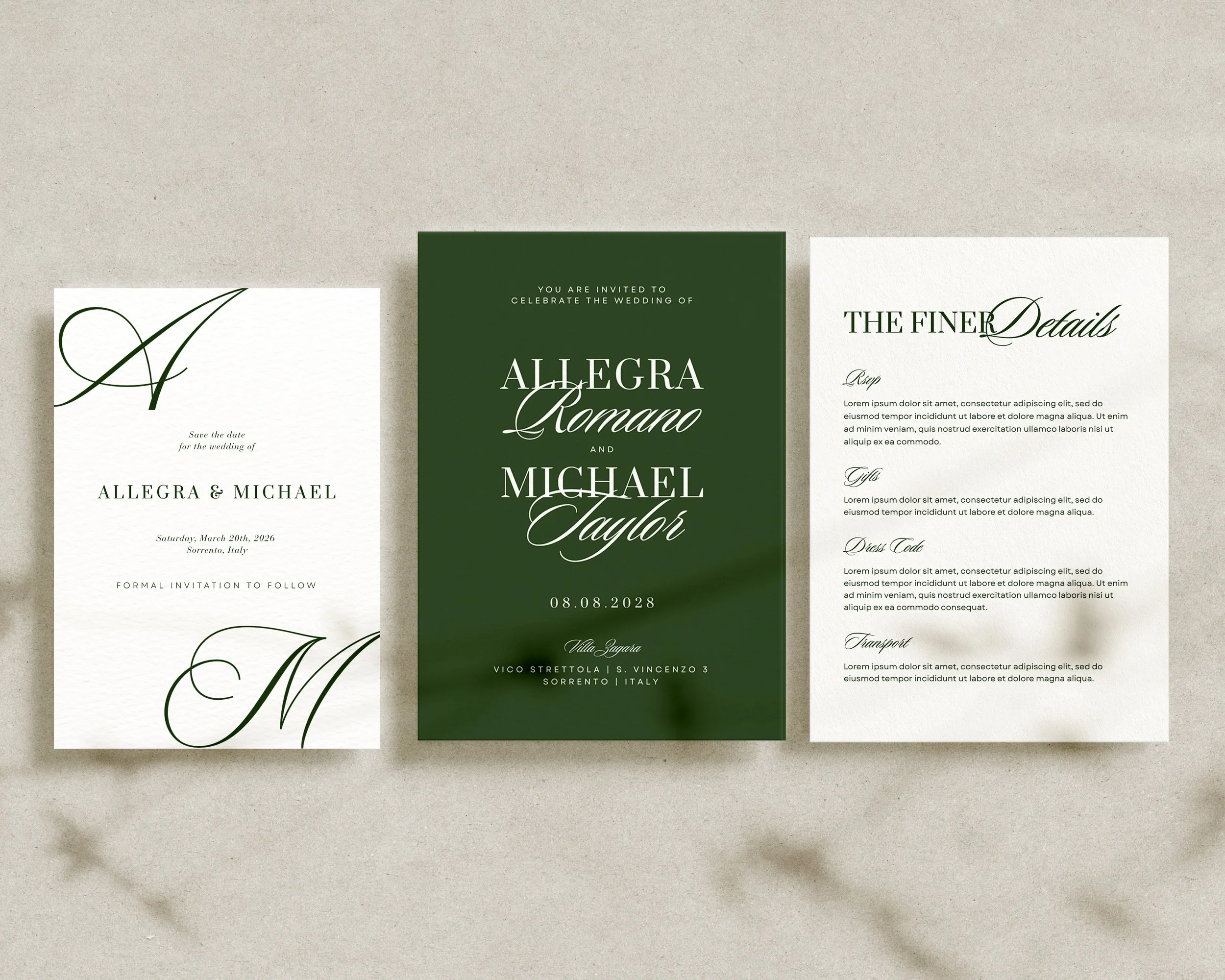 The Allegra - Full Suite - Save the Date, Invitation and Details