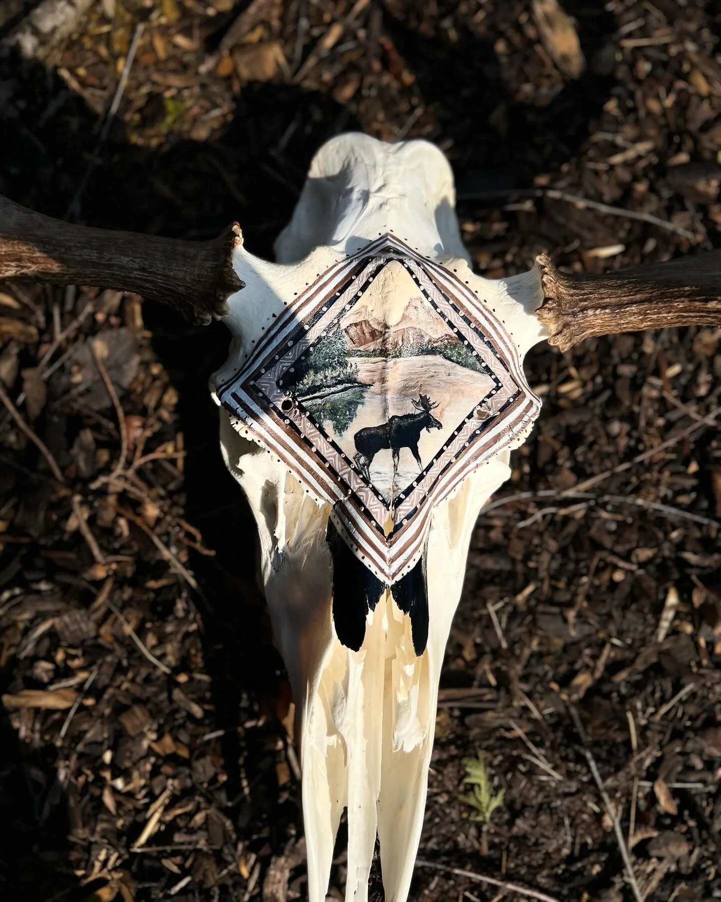 Moose Skull Acrylic Painting