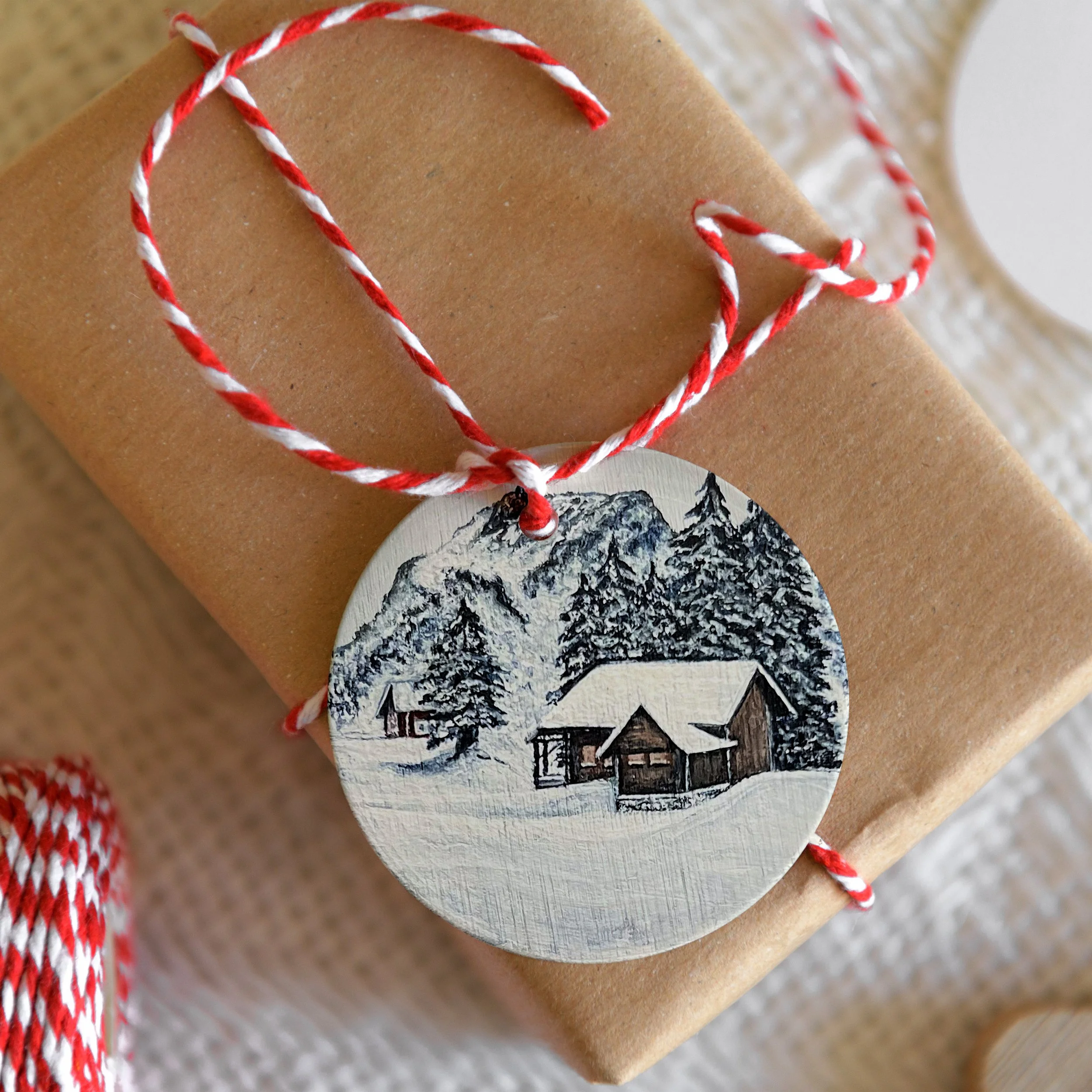 Hand Painted Wooden Round Ornament