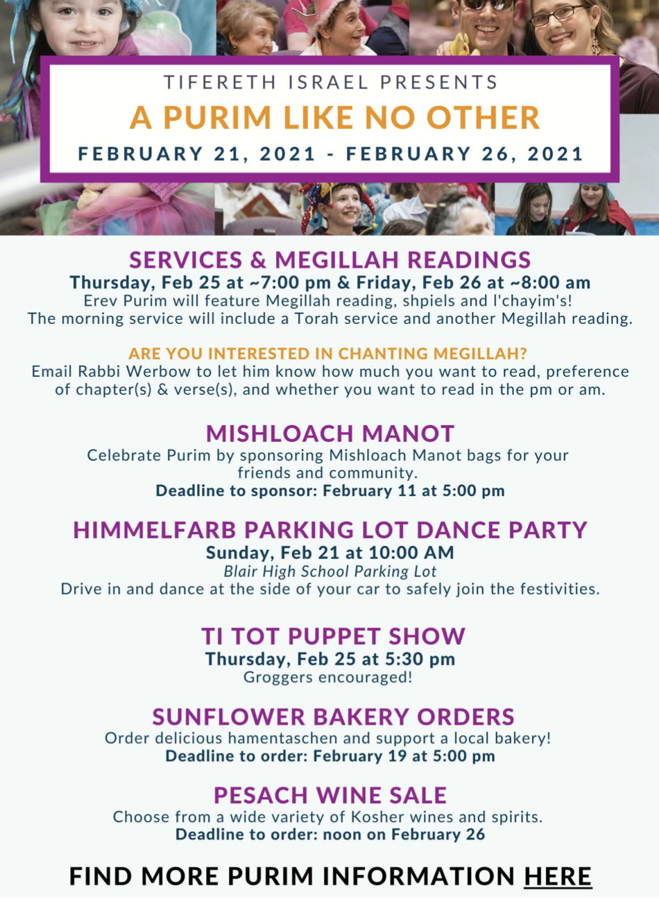 Event Flyer
Tifereth Israel Congregation, 2021
Print, PDF, JPEG, PNG
8.5 x 11 in