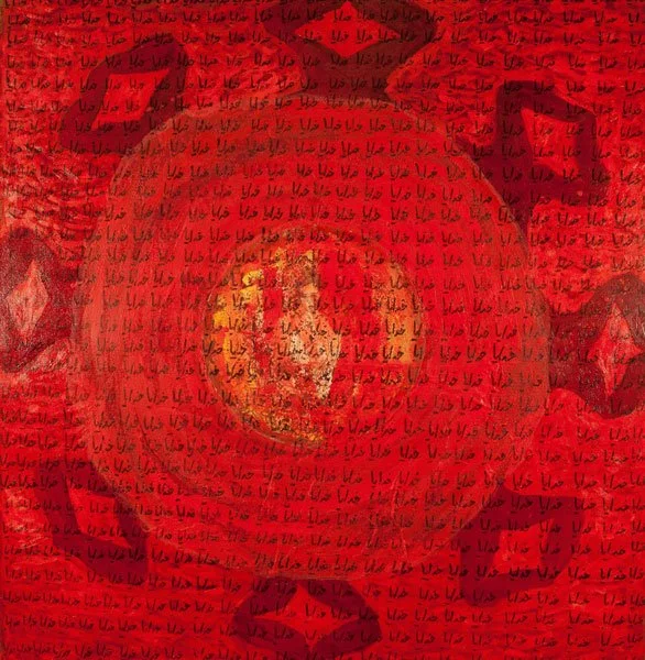 From "Freedom" series: Protest, 53"X52" Oil, encaustic, ink and collage on canvas, 2010