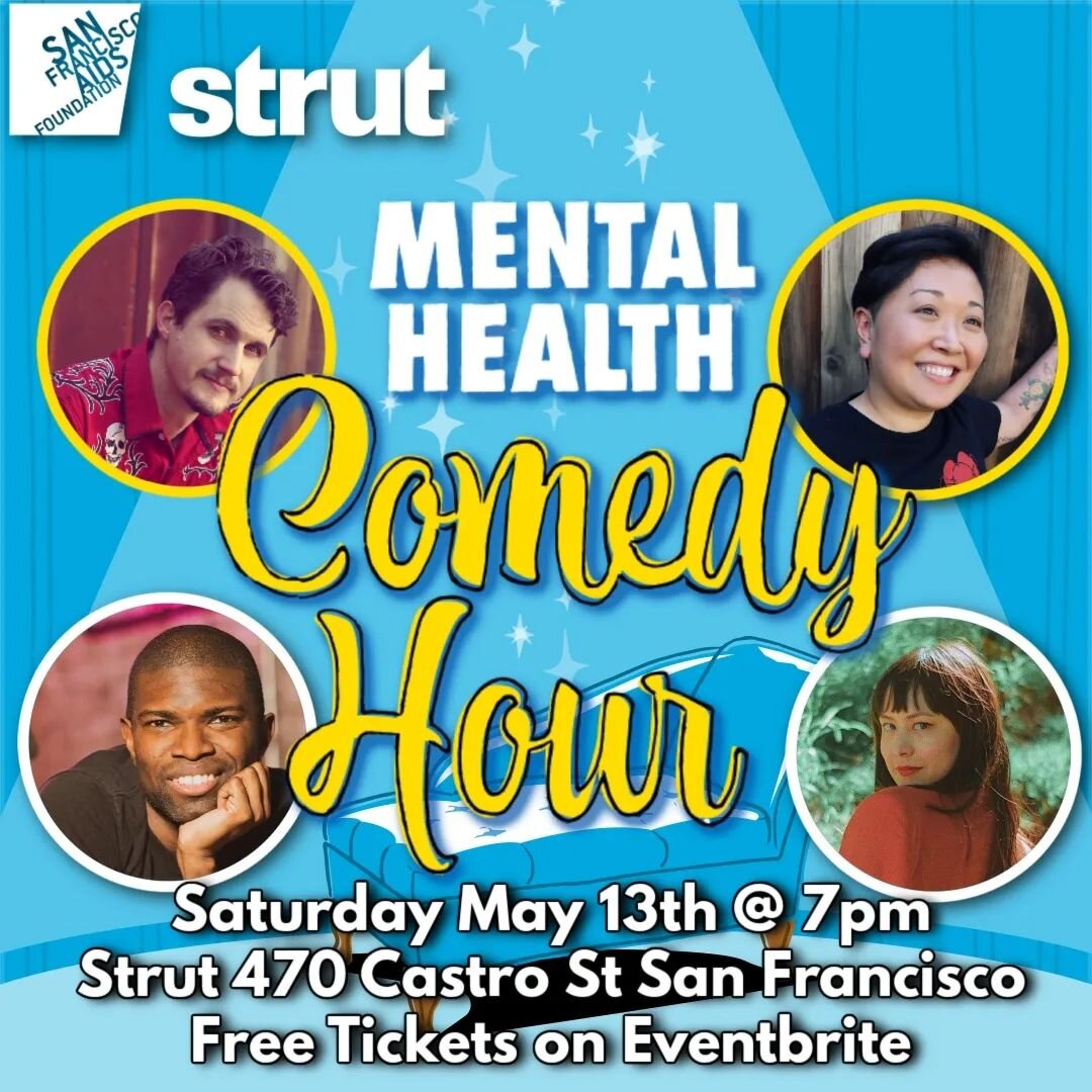 Mental Health Comedy Hour is returning to @strut_sf on Saturday May 13th at 7pm! We're thrilled to have special guests @calvinscato and @deemakes joining us for this show! Ticket link is available at teamwonderdave.com/shows

While we're talking abou