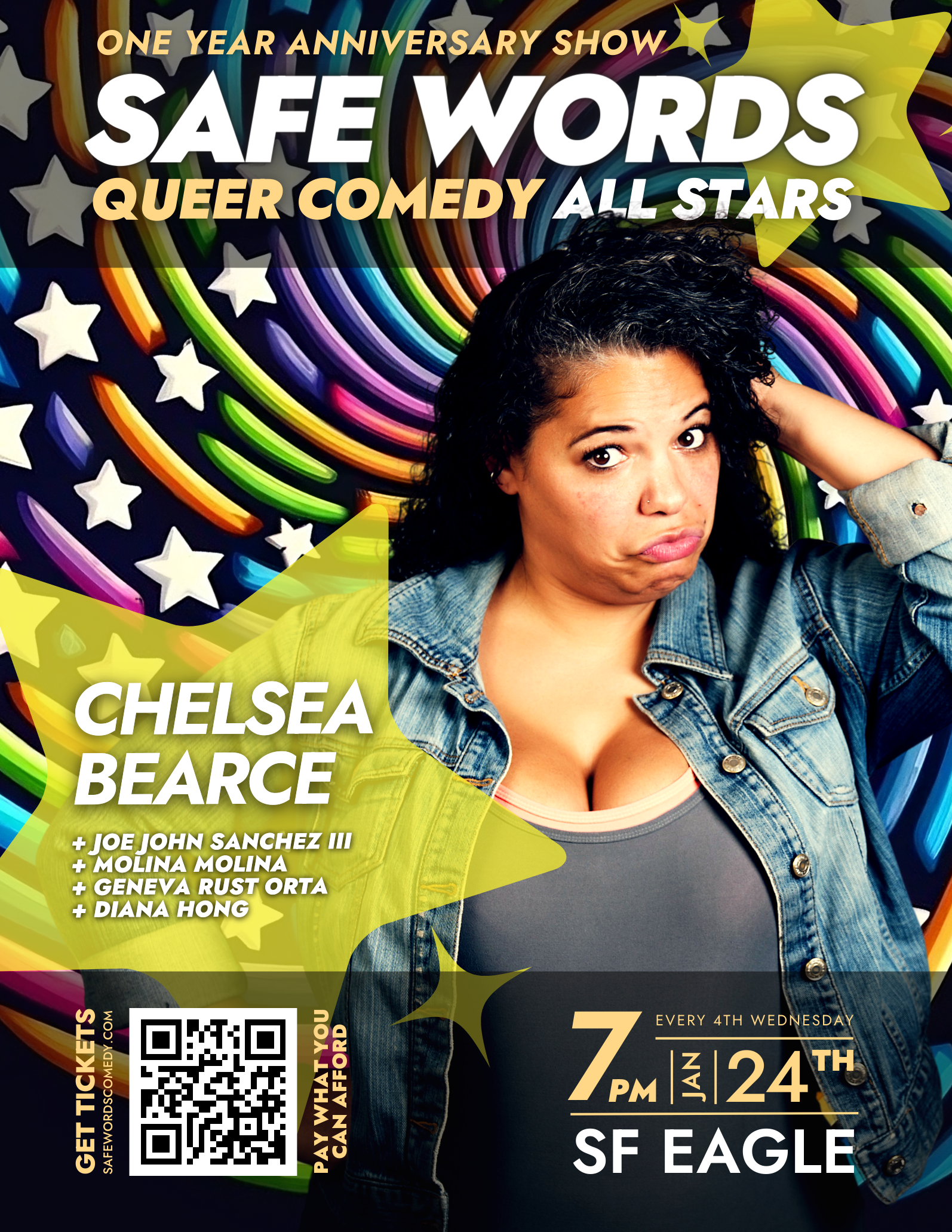 Poster - Chelsea Bearce is a Queer Comedy All Star at Safe Words Anniversary Show.png