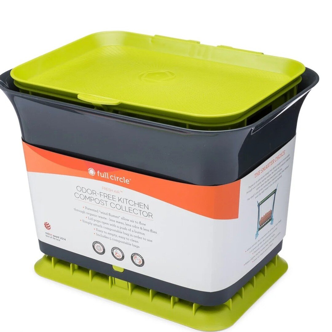 Your compost journey starts in your kitchen with the Fresh Air odor-free compost collector. by @fullcircle. It lets oxygen move through your organic kitchen waste, slowing down decomposition. The result? A stink-free solution beautiful enough to sit 