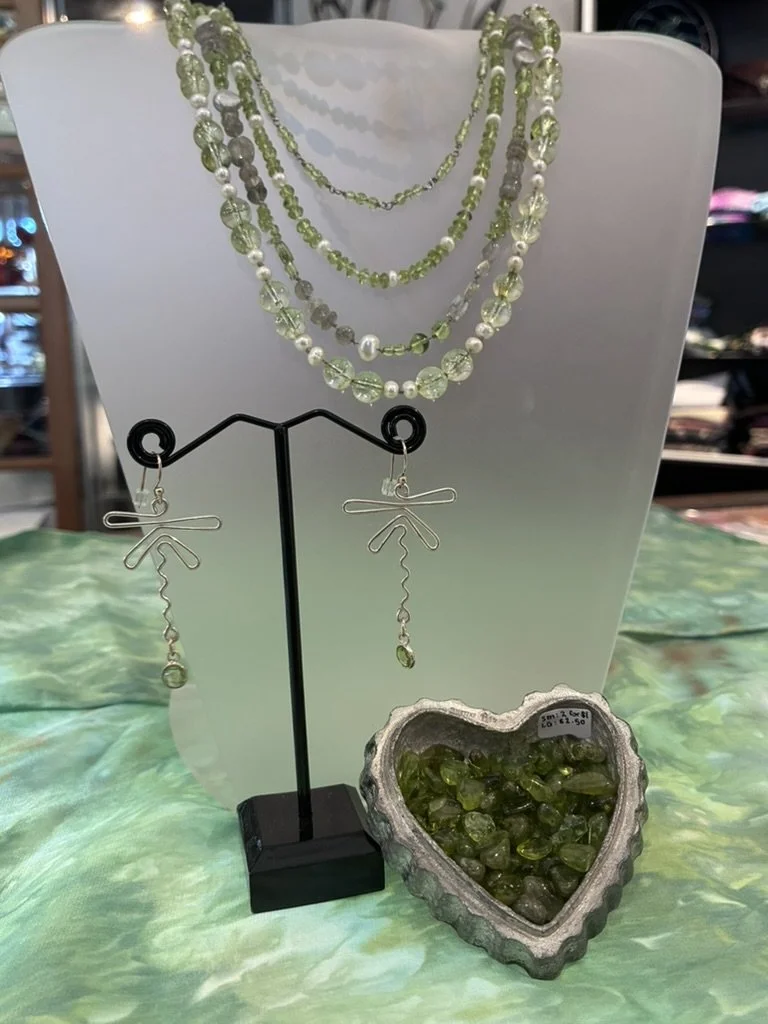 Some of our peridot jewelry the birthstone of August 
