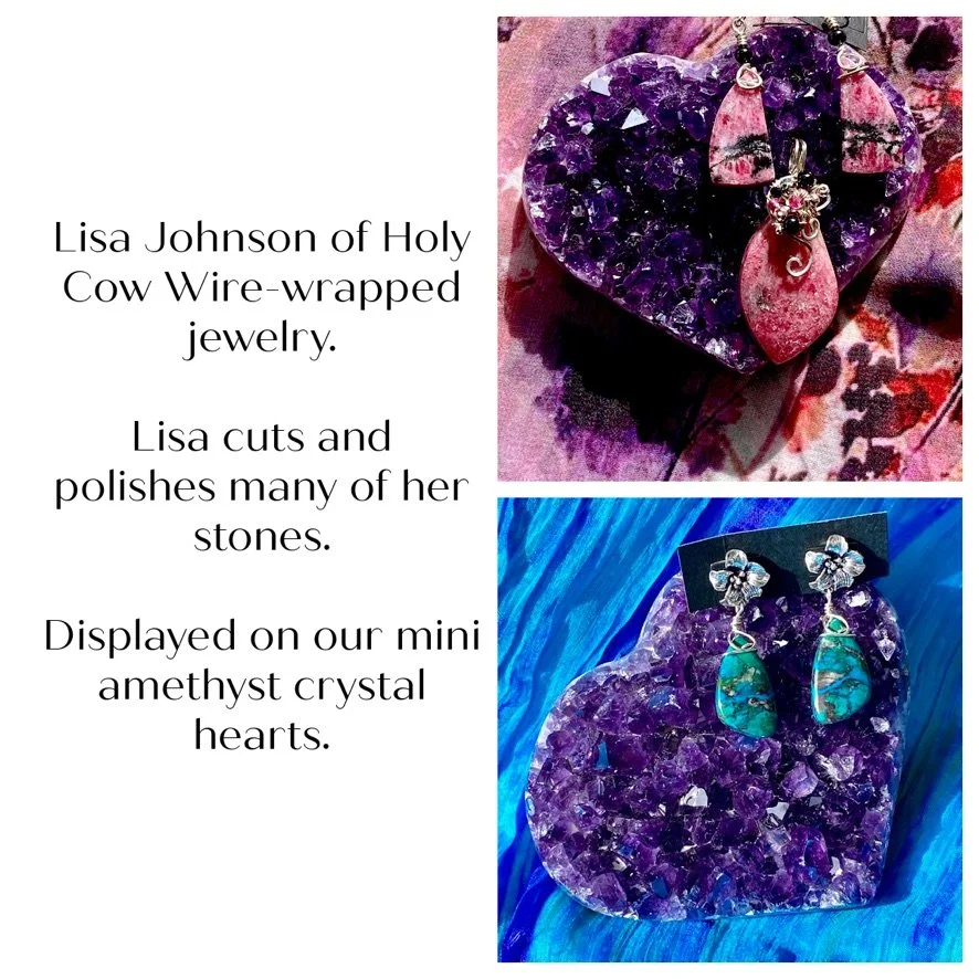 Score stunning new arrivals from Lisa Johnson's Holy Cow Jewelry collection, now at Shady Lane!
Treat your loved one (or yourself!) to something special 💕
What will you fall in love with? Chrisacola post earrings or Rhodonite set, each stone hand cu