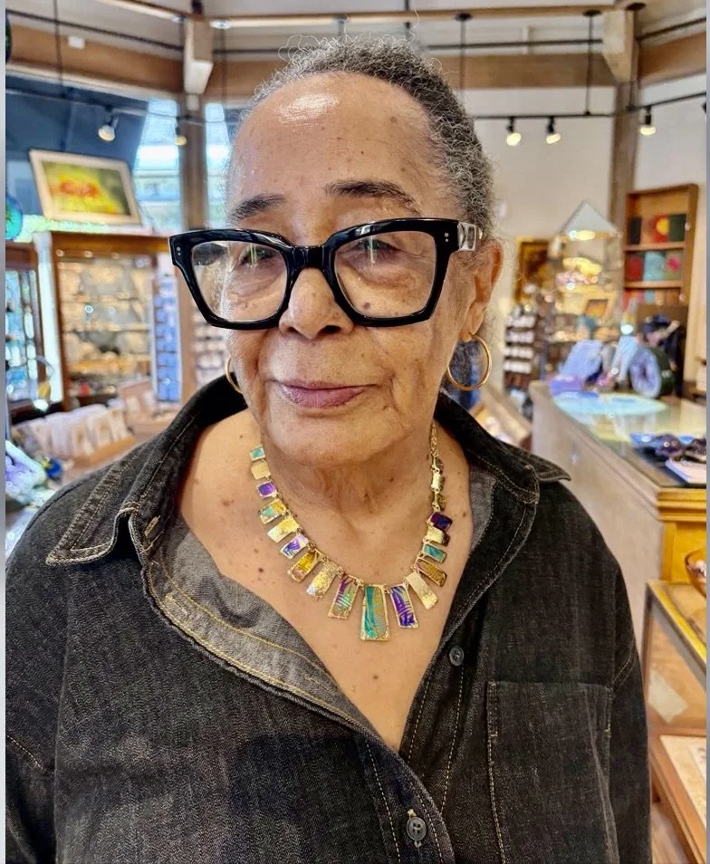 Our customer tried on this Holly Yashi necklace and we all thought it looked beautiful  on her!