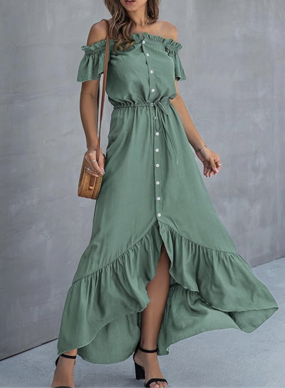 PRETTYGARDEN Women's Floral Maxi Dress 2024 Knot One Shoulder Sleeveless  Ruffle Hem Flowy Boho Dresses