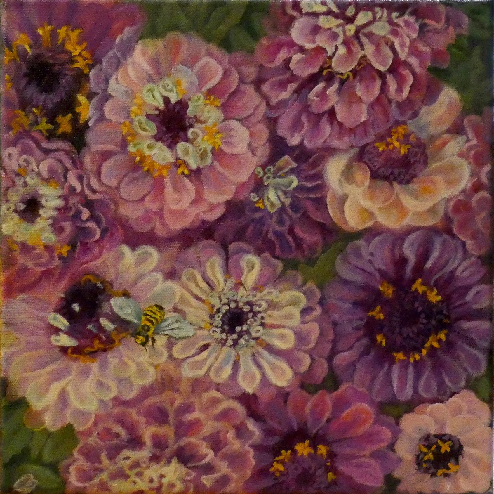 Flower Fizz - 12x12" Oil on Canvas 