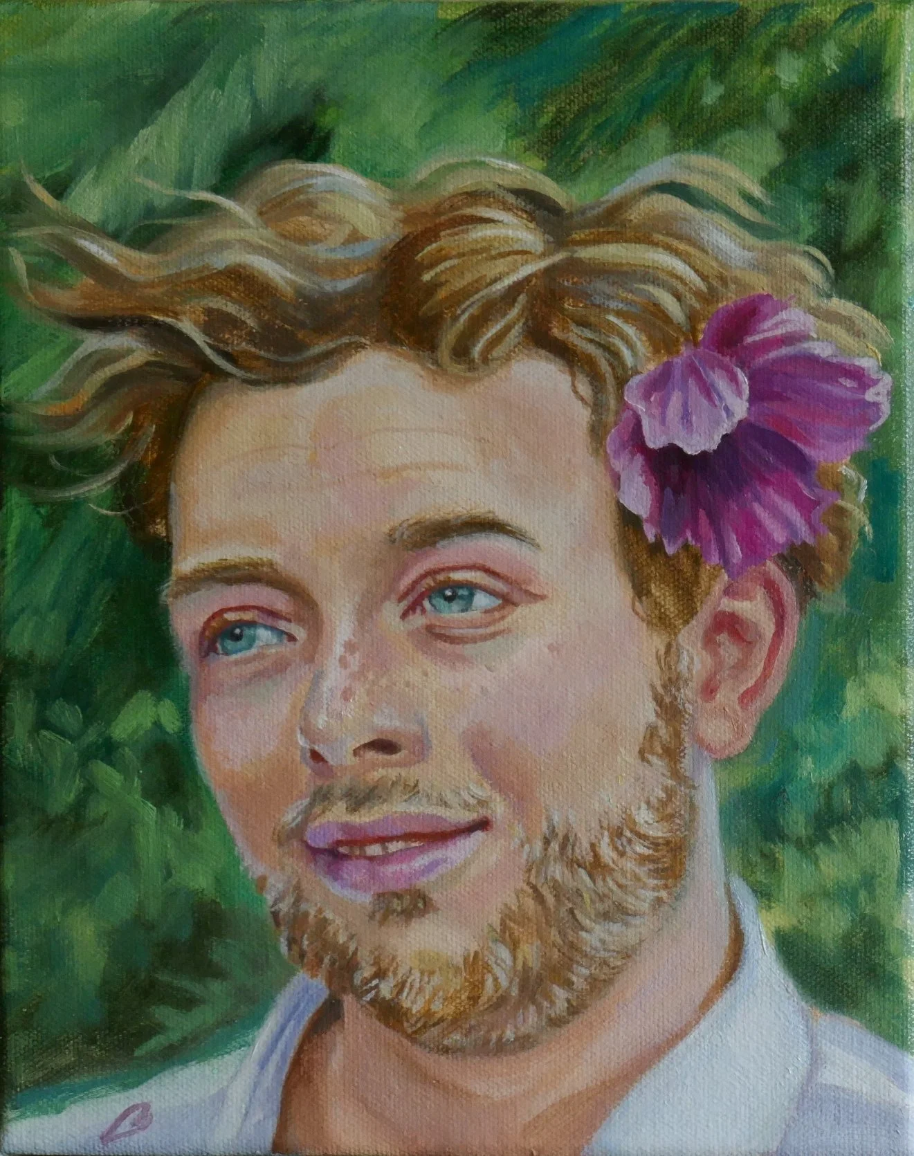 Man and Magenta FlowerAperature w histogram.JPG