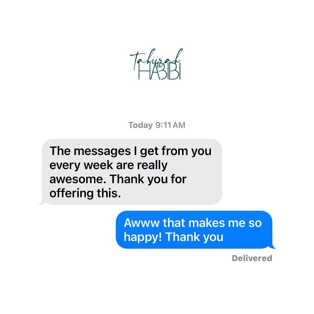 Feeling all the good vibes with my weekly SMS affirmations! Who knew a simple text could make all the difference?  Share your favorite affirmation in the comments below and let's spread the joy.⁠
⁠
⁠
Join next week's. Give me your digits here Tahiira