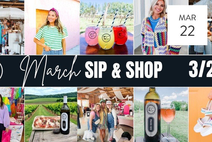 Come see us at KC Wine Co. for the Sip and shop event this Saturday, March 22nd 12:00 PM - 6:00 PM

THIS IS A FREE EVENT:
Join us @KCWineCo Vineyard &amp; Winery's The Cidery for an exclusive opportunity to mingle with local small business owners and