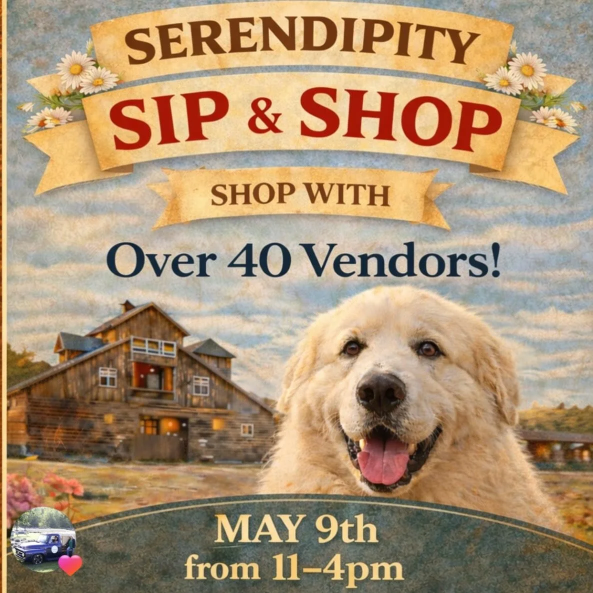 Join us this weekend for a beautiful Sip &amp; Shop experience at Serendipity Winery 🤍

Step into the charm of the Brown Barn, sip your favorite wine, and shop thoughtfully curated vendors&mdash;including your favorite lavender essentials from Sweet