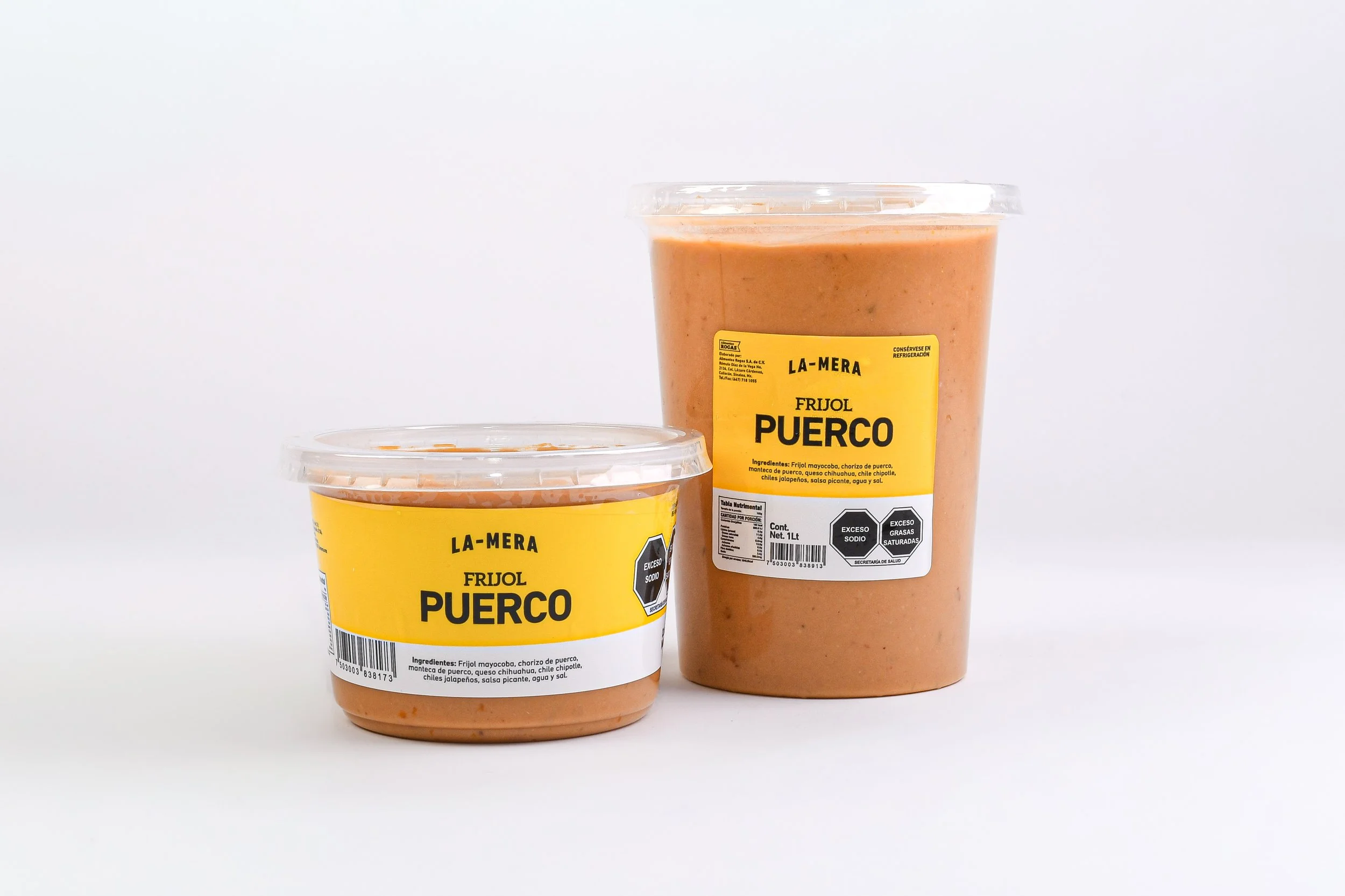Frijoles Puercos: Preparados con chorizo, queso chihuahua, manteca y un toque de chile, que les da un sabor intenso y tradicional. Ideales para acompañar carnes asadas, botanas o disfrutar con totopos y tortillas. En presentaciones de 500g y 1kg.