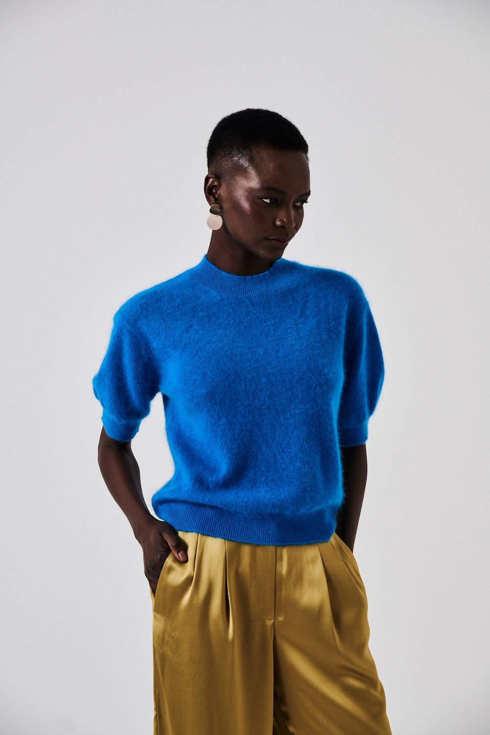 PULLOVER · KURZARM· AZZURO