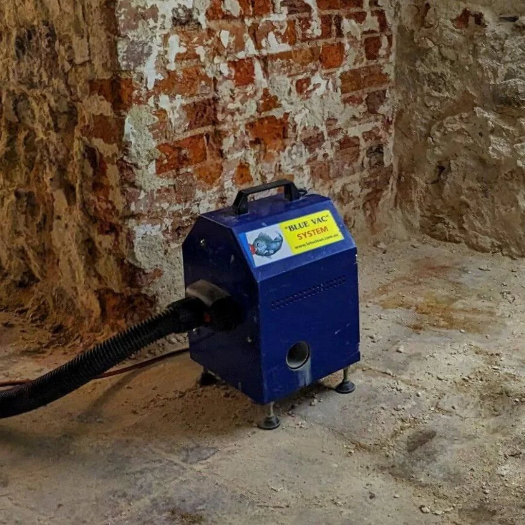the bluevac captive head washing system set up in the basement of duntroon house