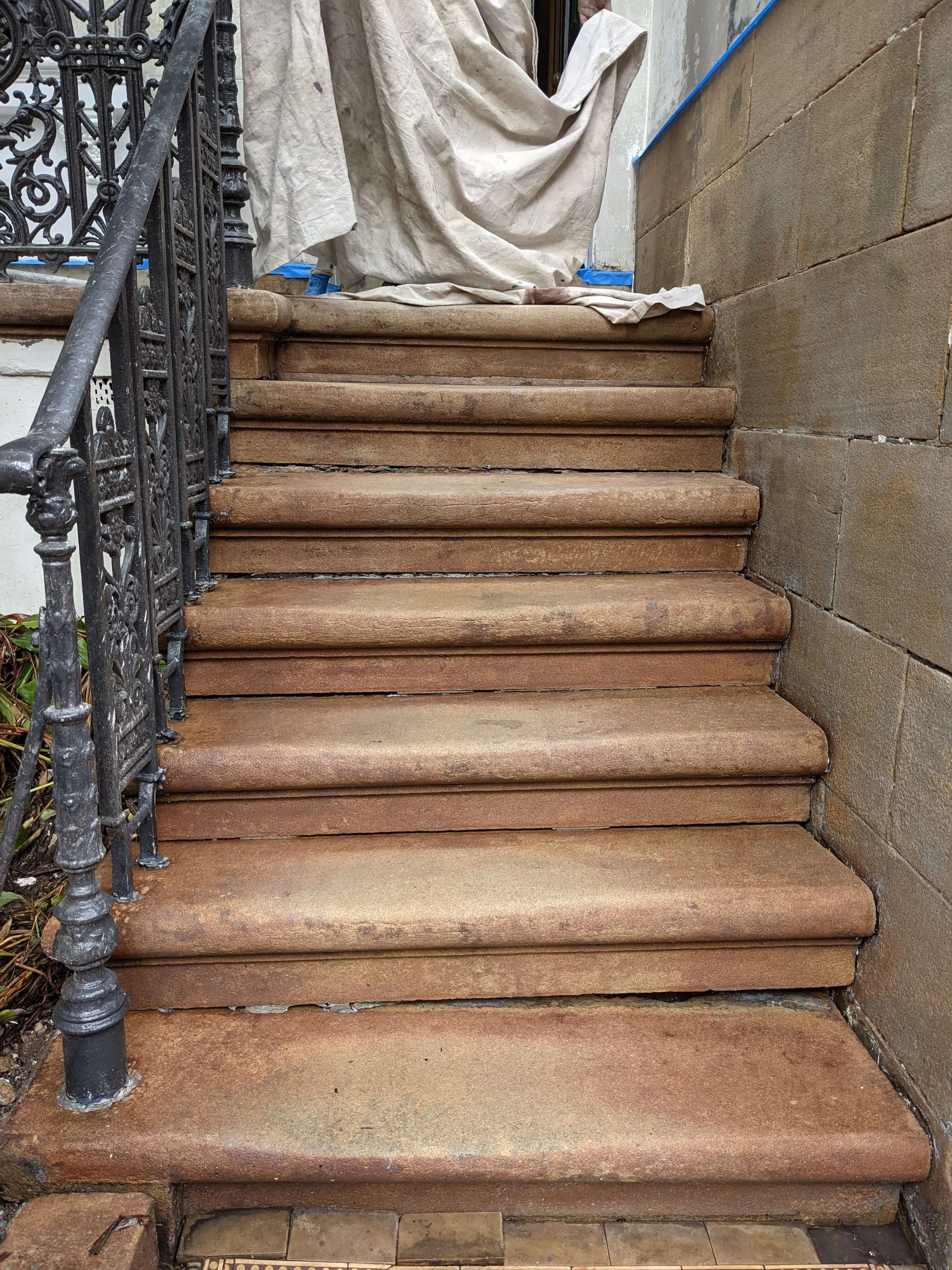 after shot of paint removal from sandstone stairs at a home in rushcutters bay
