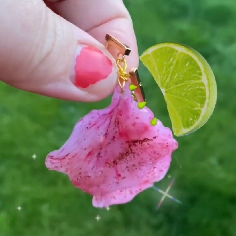 Rose Petal Earrings | Hand-sculpted, Clay, Rose Gold Foil, Yellow Gold, Wire wrapped Jewelry | Earrings - midnights.gallery