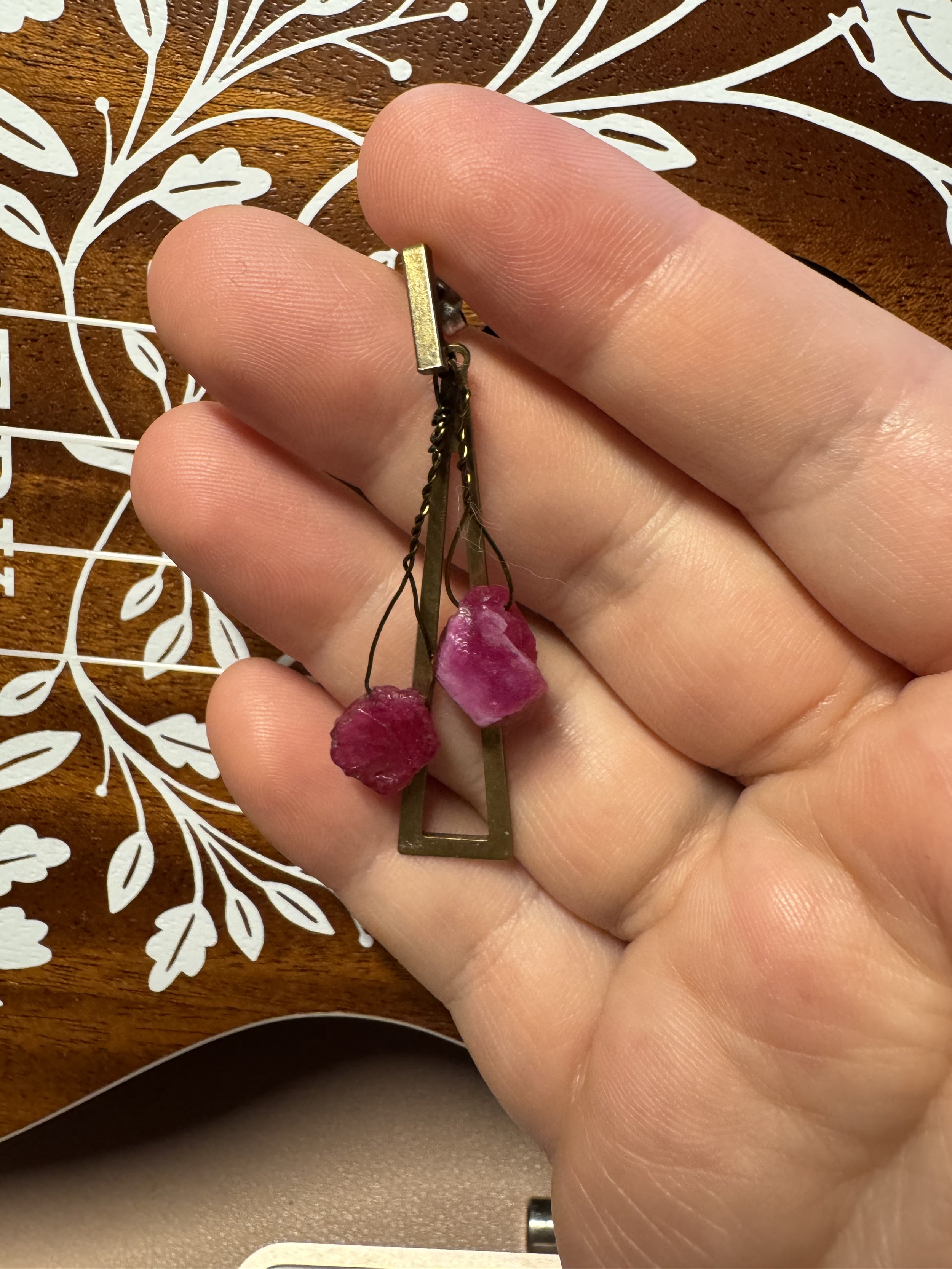 Raw Ruby & Brass Studs | Earrings - midnights.gallery