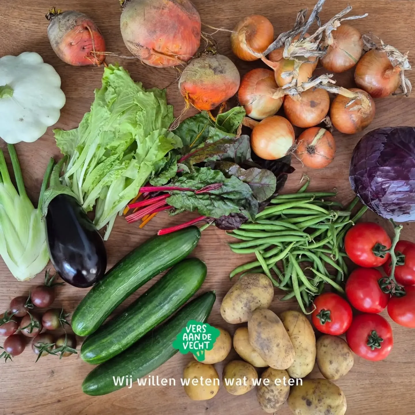 &bull; Oogstkrat week 36 &bull;

Wat zat er deze week in het oogstkrat?

Rode kool (of koolrabi)
Aardappels
Courgette
Komkommer
Snijbiet
Tomaten
Gele ui
Cherrie tomaten
Venkel
Snijsla
Gele bietjes
Aubergine
Sperziebonen

Kruiden naar smaak
Tijm
Peter