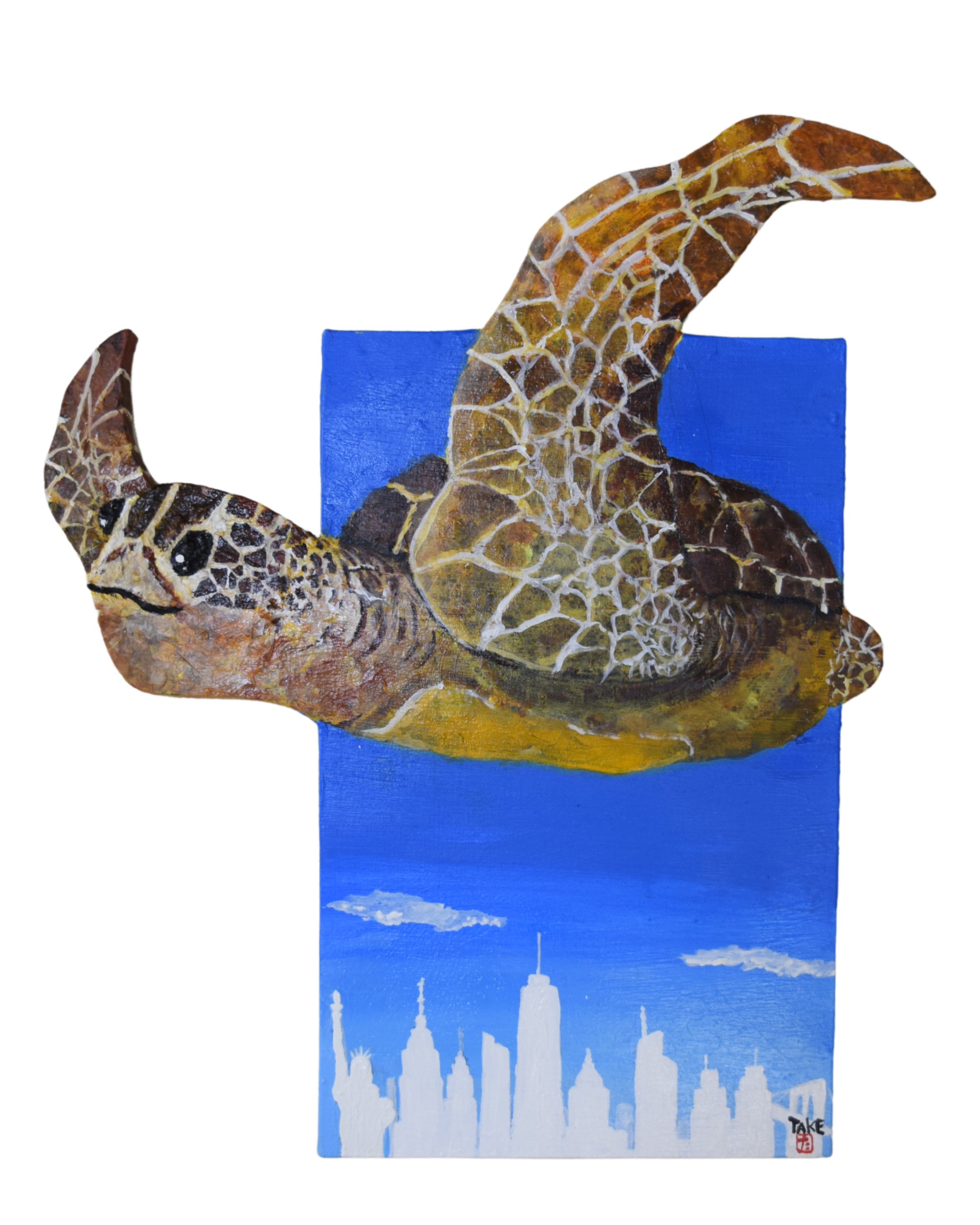 Sea turtles fly over Manhattan