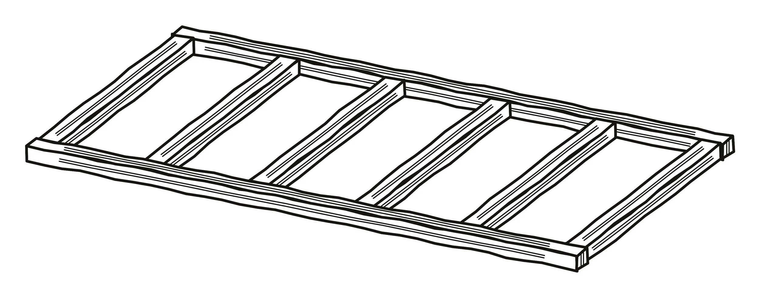 Schematic and simplified drawing of a basic frame made of aluminum square tubing for building a bicycle trailer