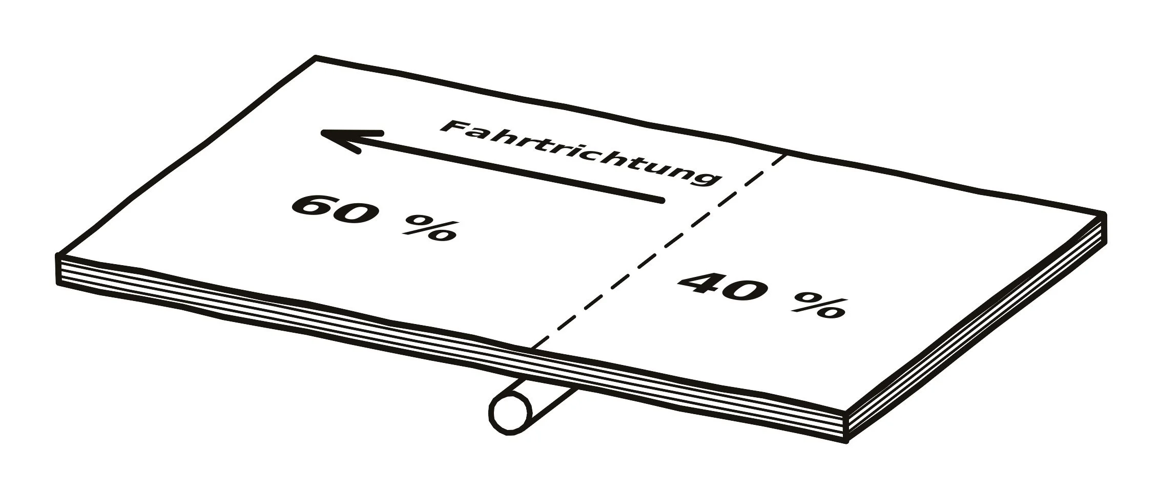 Sketch showing where the axle of a bicycle trailer is mounted in relation to its length