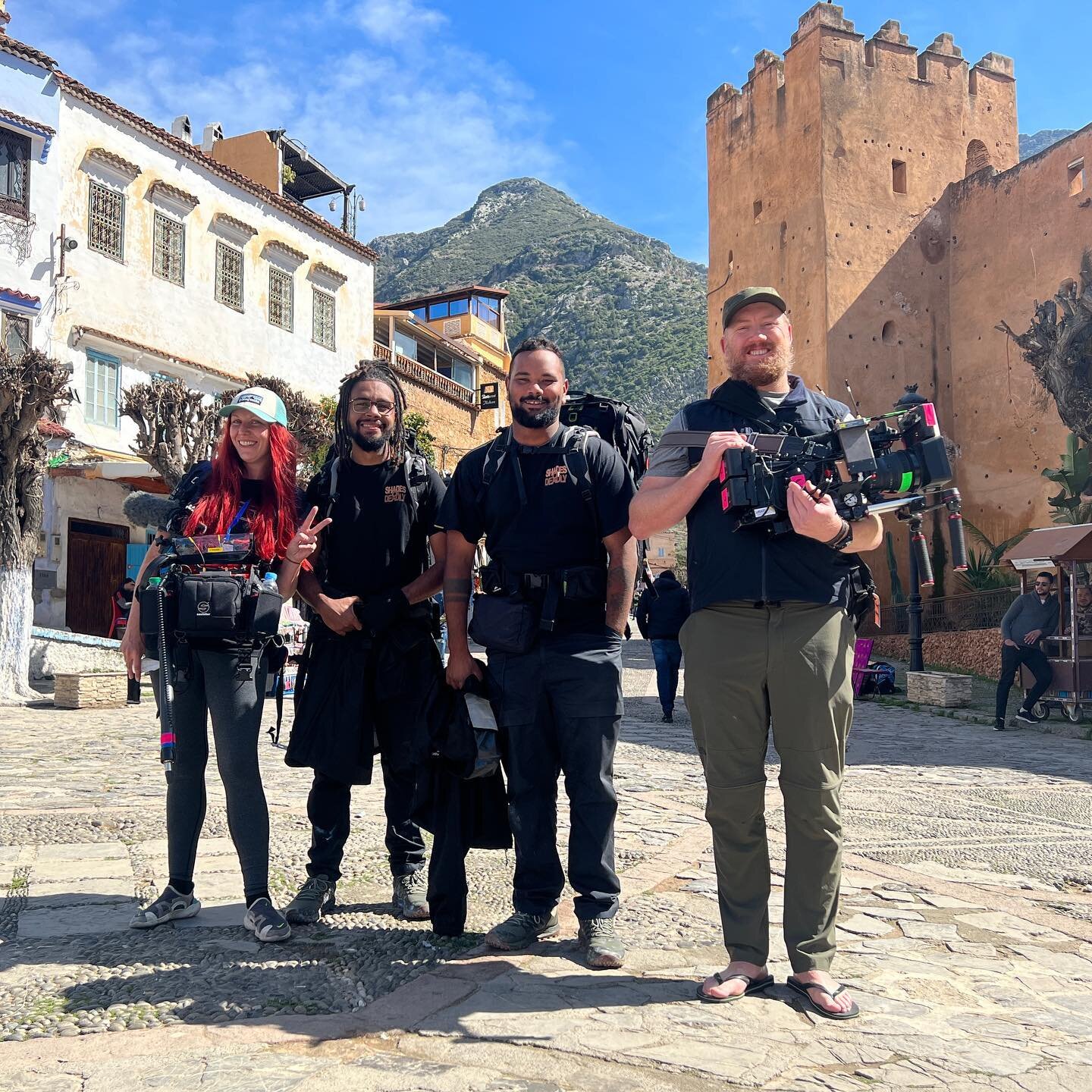 Rocking that post race comfort footwear.
Amazing Race stop #2 - Chefchaouen, with these legends