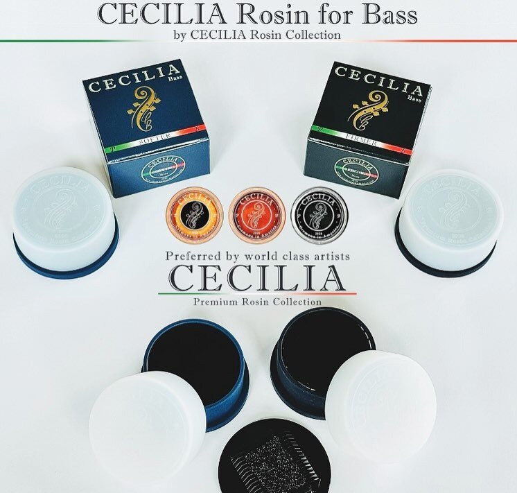 New CECILIA rosin for double bass. Launching next week in two brand new formulas! These rosins can be blended together to suit your playing style. Softer for bassists in colder climates or players that want extra grip with a fuller powerful tone. Har