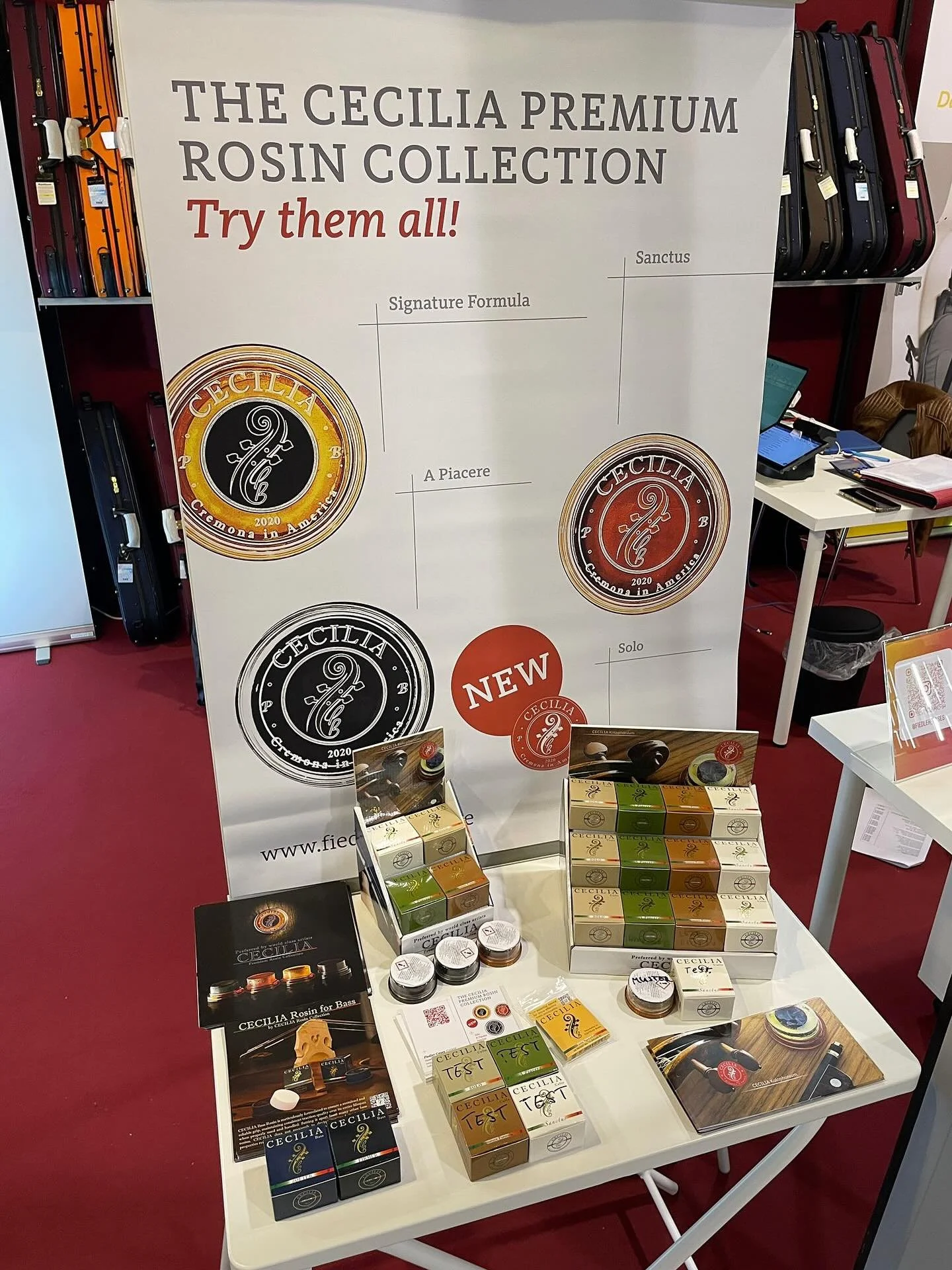 The first few photos from our suppliers and friends who are exhibiting in Cremona this weekend! If you&rsquo;re in Cremona visit Mondo Musica to see @ceciliarosin_official ,@warchalstrings , @fiedler_cases, @oliverradke_geigenbaumeister , @vallestrad