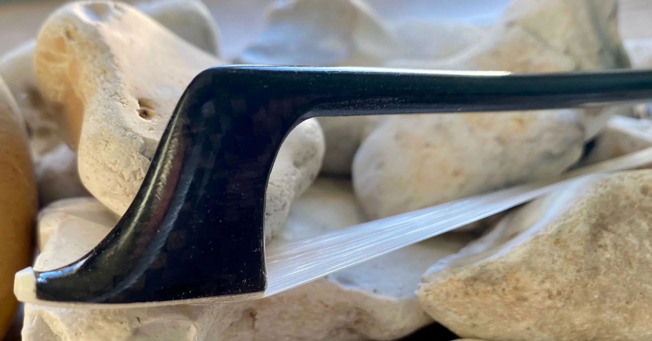 Vegan cello bow — head detail