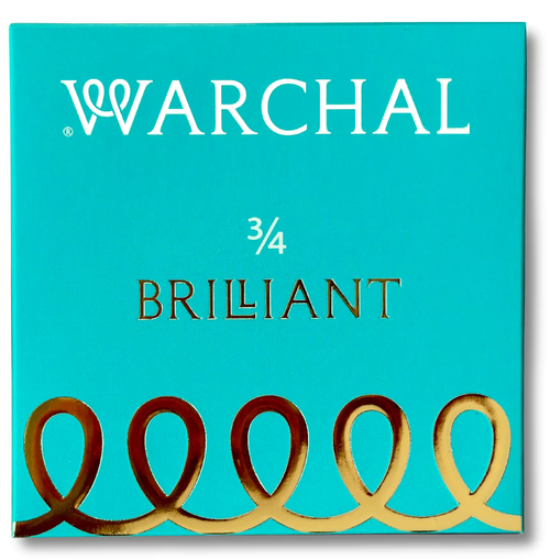 New Brilliant fractional violin packaging showing a three-quarter-size set