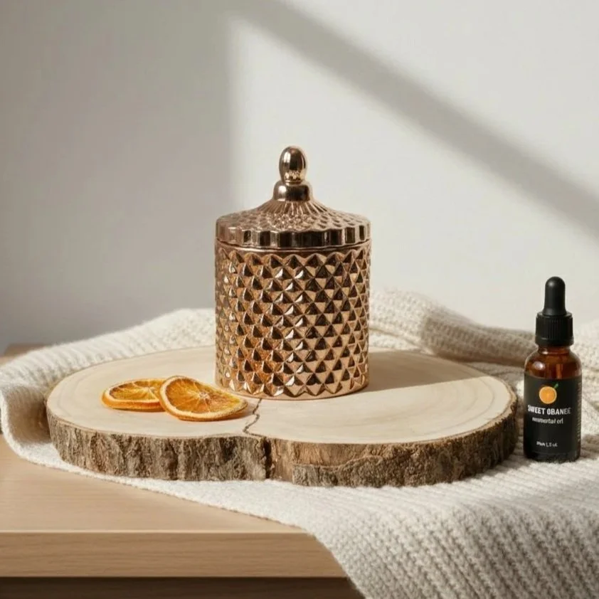 Sweet Orange Aromatherapy Candle Rose Gold jar