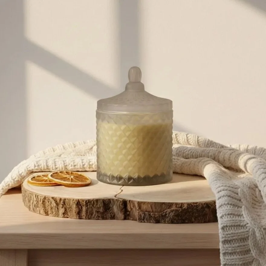 Sweet Orange Aromatherapy Candle Frosted Jar