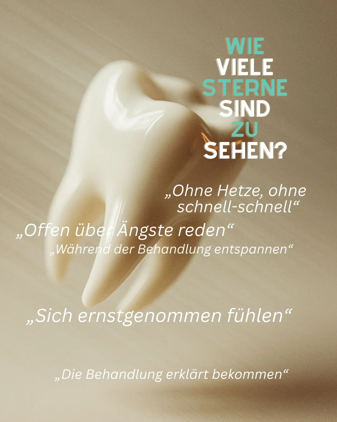 ⭐️⭐️⭐️⭐️⭐️
Danke f&uuml;r diese tolle Google-Bewertung! Es ist sch&ouml;n zu lesen, dass wir in unserer Praxis die Angst vor dem Zahnarztbesuch nehmen konnten und ein so sch&ouml;nes Vertrauensverh&auml;ltnis entstanden ist.
​
𝐇𝐞𝐫𝐳𝐥𝐢𝐜𝐡𝐞𝐧 𝐃