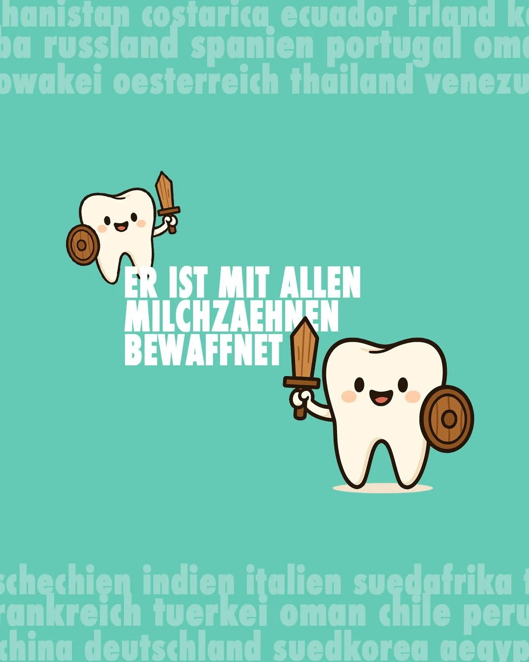 &bdquo;𝐌𝐢𝐭 𝐚𝐥𝐥𝐞𝐧 𝐌𝐢𝐥𝐜𝐡𝐳𝐚𝐞𝐡𝐧𝐞𝐧 𝐛𝐞𝐰𝐚𝐟𝐟𝐧𝐞𝐭 𝐬𝐞𝐢𝐧&ldquo; 🍼
Ein charmantes Sprichwort, das ein ganz bestimmtes Bild entstehen l&auml;sst, denn ein Mensch, der noch alle Milchz&auml;hne besitzt, ist jung und unerfahren. &bd