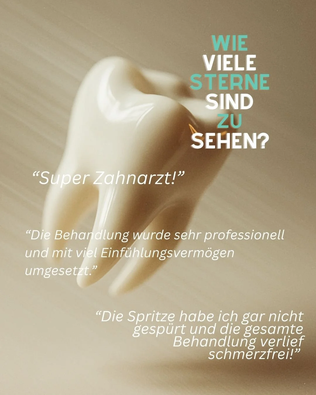 ⭐️⭐️⭐️⭐️⭐️
Wow, vielen Dank f&uuml;r diese fantastische R&uuml;ckmeldung! Es freut uns riesig, dass Sie die Behandlung so entspannt und schmerzfrei erlebt haben &ndash; genau so soll ein Zahnarztbesuch bei uns ablaufen. Ihr Vertrauen bedeutet uns vie