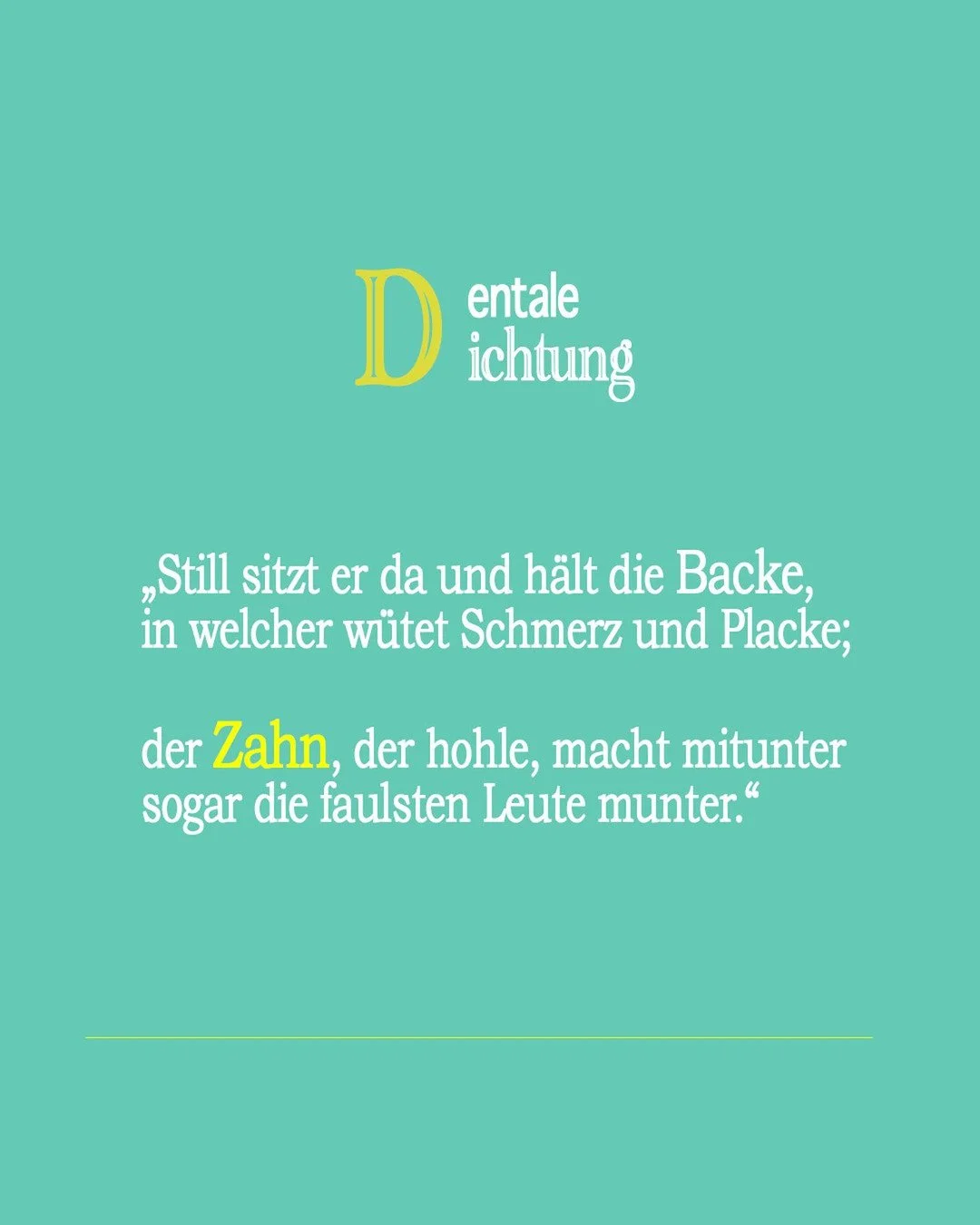 𝐖𝐞𝐧𝐧 𝐝𝐞𝐫 𝐙𝐚𝐡𝐧 𝐳𝐮𝐦 𝐖𝐞𝐜𝐤𝐫𝐮𝐟 𝐰𝐢𝐫𝐝
Unser heutiges Dental-Gedicht stammt von Wilhelm Busch. Mit gewohnt trockenem Humor beschreibt er eine Erfahrung, die so mancher kennt: Kaum etwas bringt selbst den gr&ouml;&szlig;ten Morgenmuff