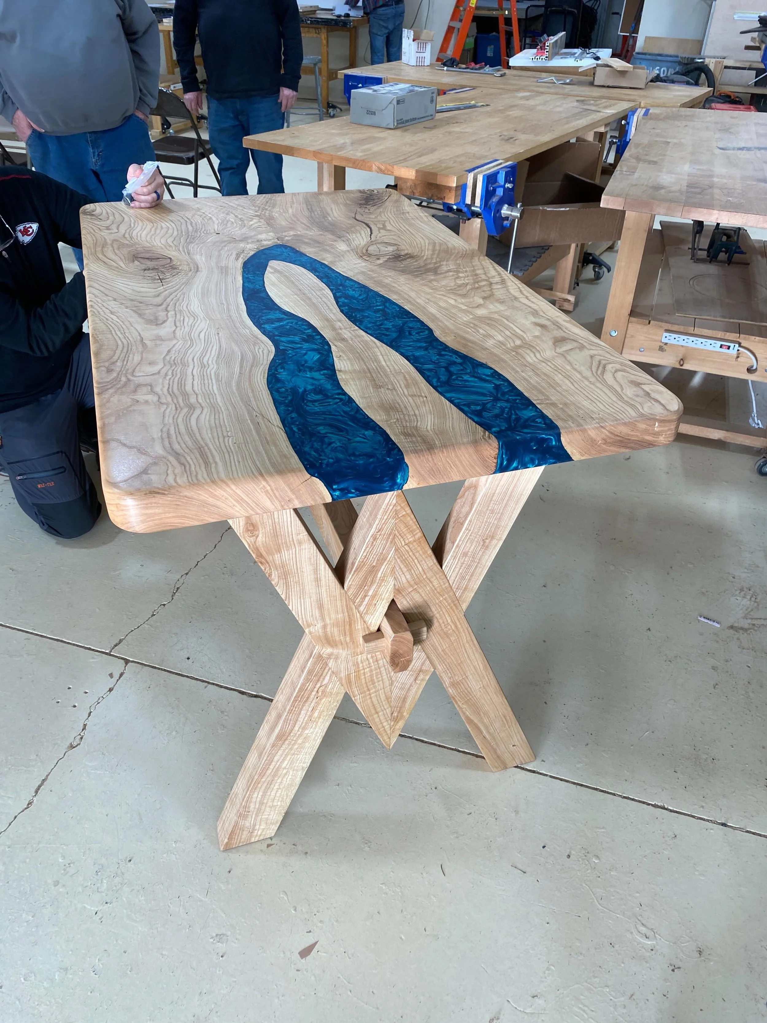 Very cool table from last night&rsquo;s meeting. Don thought it was white oak but it turned out to be black ash (plus resin). We will have the full story in our next newsletter. #thecmway #blackash