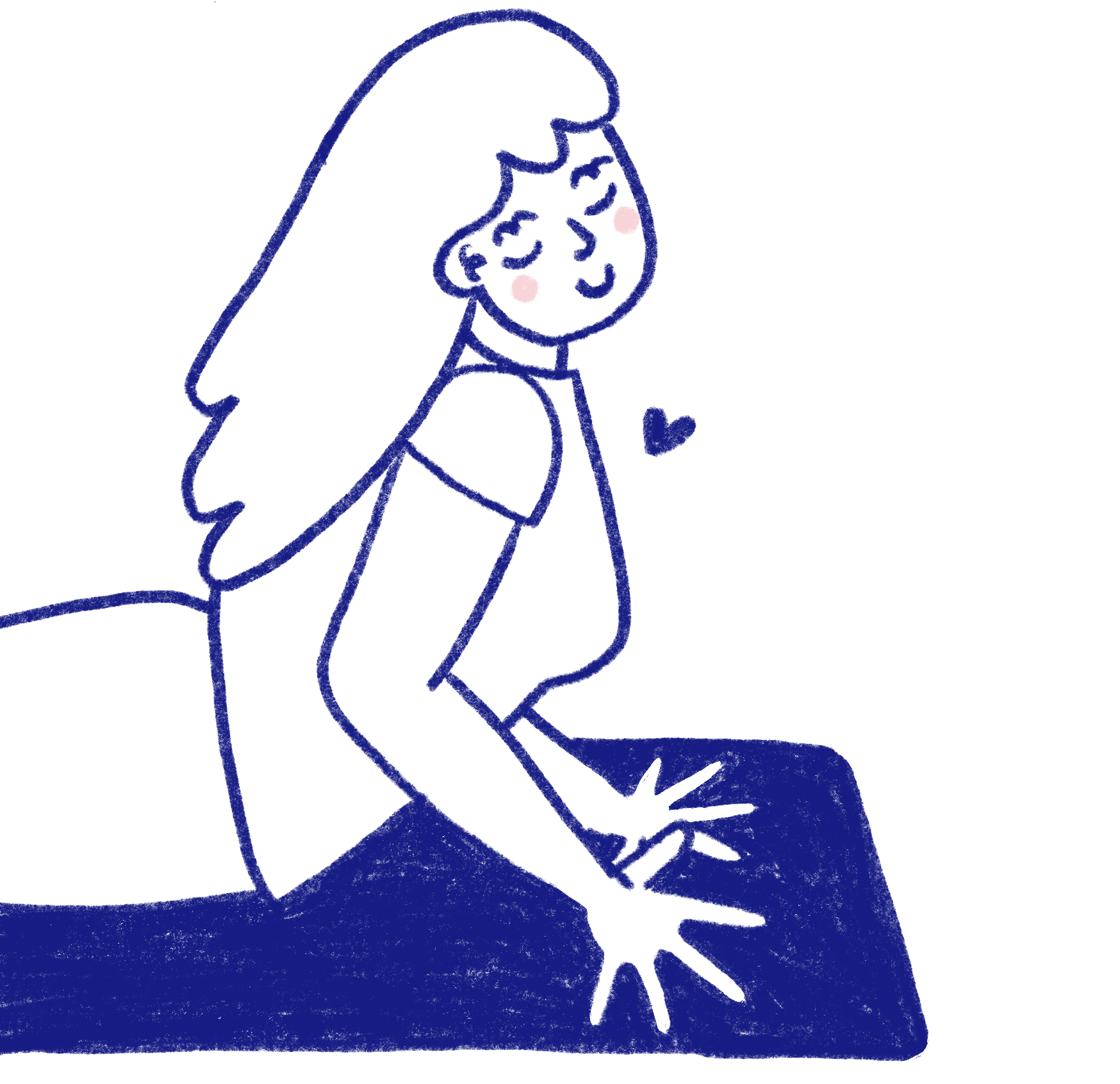 Eine digitale Illustration einer jungen Frau, die mit einem Laptop arbeitet, mit einem Herzsymbol neben ihr.