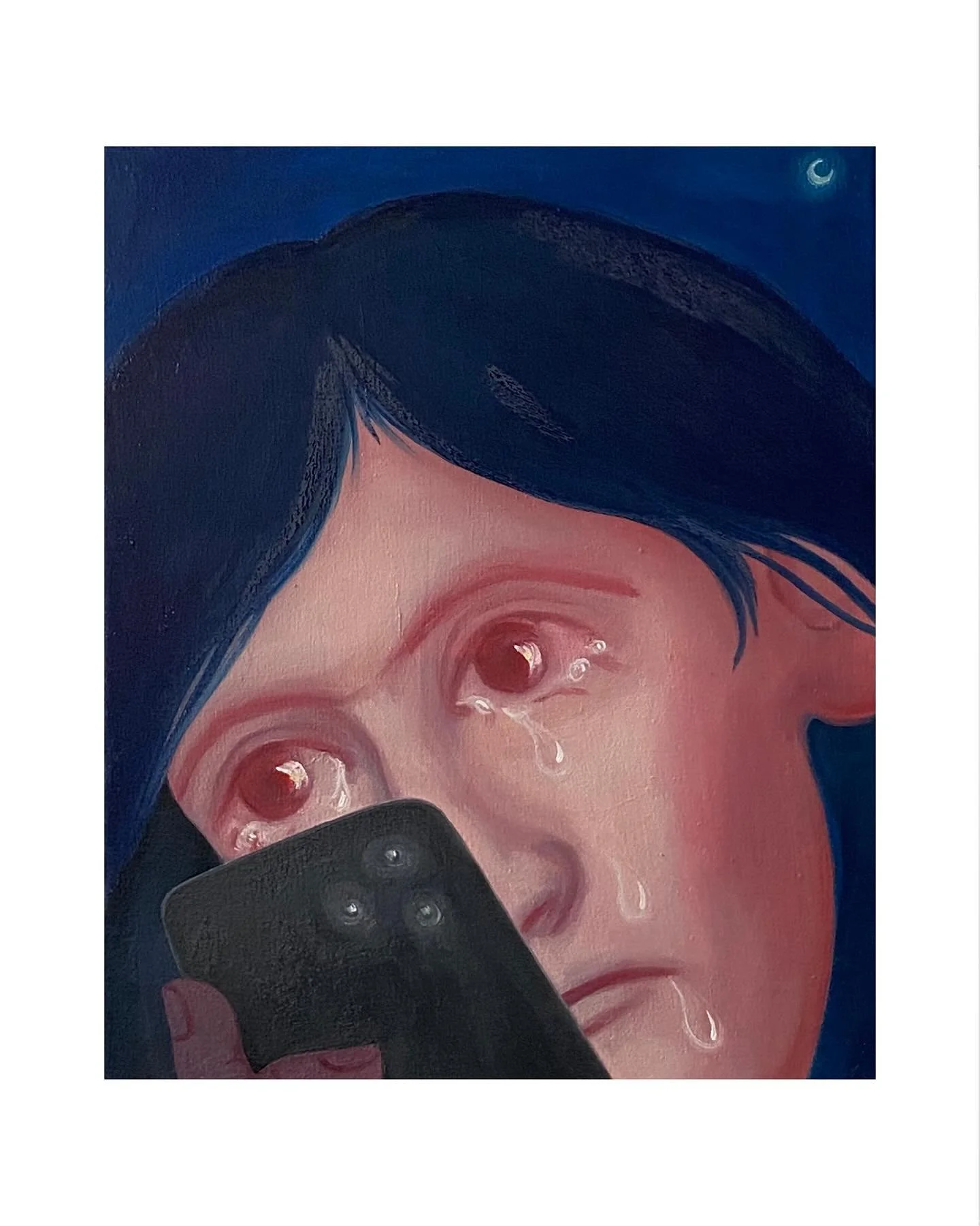 12 DAYS OF ACADEMY CHRISTMAS 🌟 Today we are highlighting our Academy 2025 artist Sofia Nogueira @sofiaelnogueira from the Hochschule f&uuml;r Grafik und Buchkunst Leipzig @hgbleipzig 

Details: 
Late night crying session (2023)
Oil on canva
20x27 cm