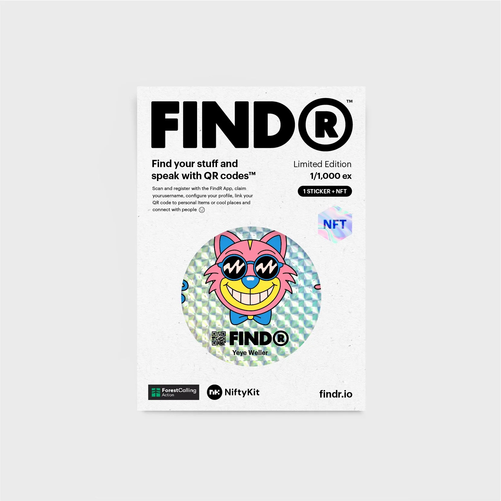 FindR QR Code Sticker Artist Limited Edition Yeye Weller packaging front