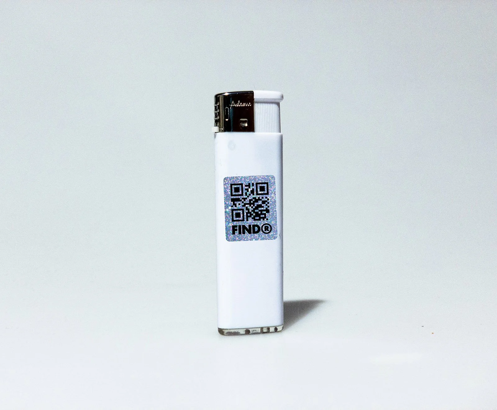 FindR QR code sticker on a lighter