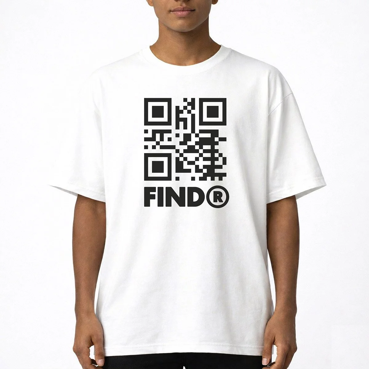 FindR Oversize QR Code T-Shirt – White Cotton Bio