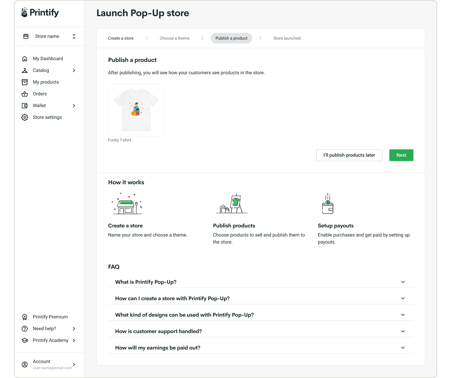 Publish a product