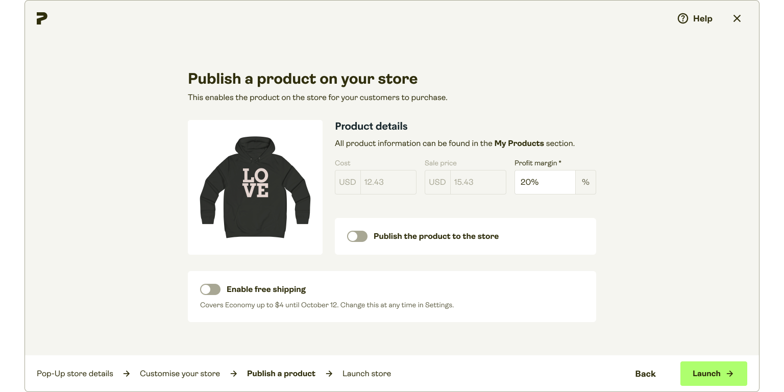 Publish a product