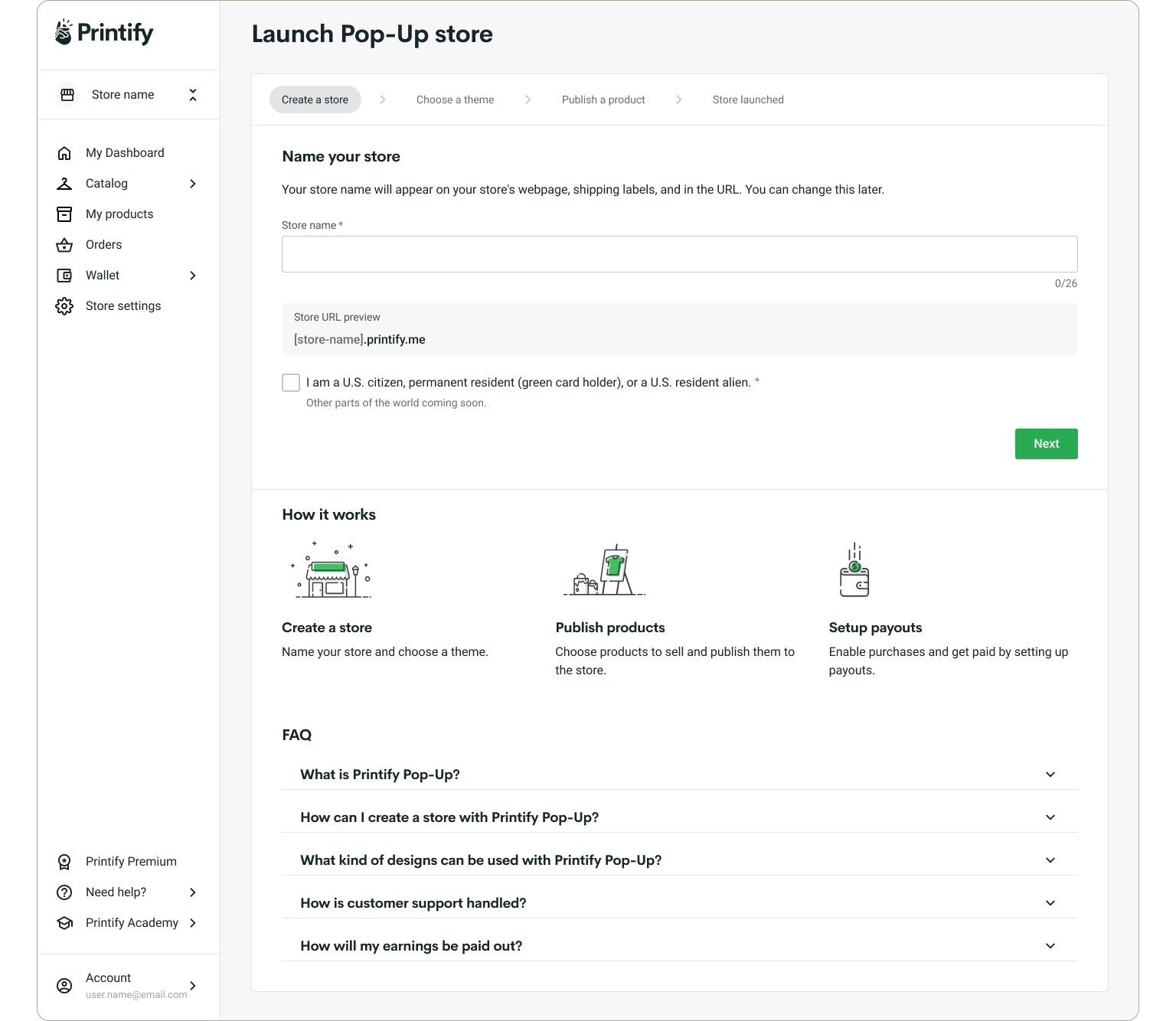 Create a store