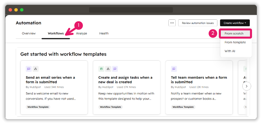 Starting a new HubSpot workflow from scratch for original UTM value archiving
