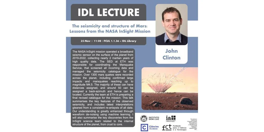 IDL lecture: "The seismicity and structure of Mars: Lessons from the NASA InSight Mission “ Lecturer: John Clinton, ETHZ